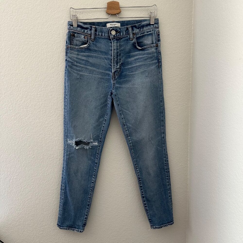 Moussy Vintage Distressed Douglass Skinny Jeans Blue Washed Sz 29